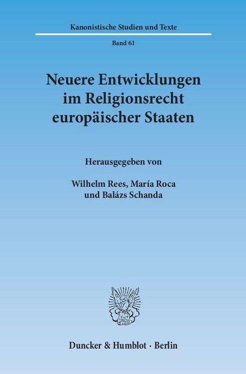 Produktbild: Neuere Entwicklungen im Religionsrecht europ&auml;ischer Staaten.