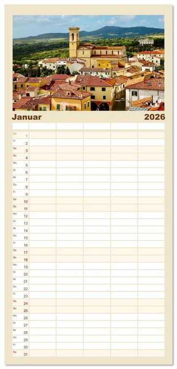 Produktbild: Familienplaner 2026 - Toskana - Etruskische K&uuml;ste mit 5 Spalten (Wandkalender, 21 x 45 cm) CALVENDO