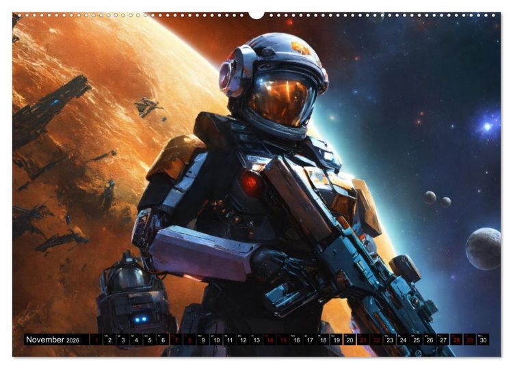 Produktbild: Futuristische Weltraumschlachten (hochwertiger Premium Wandkalender 2026 DIN A2 quer), Kunstdruck in Hochglanz