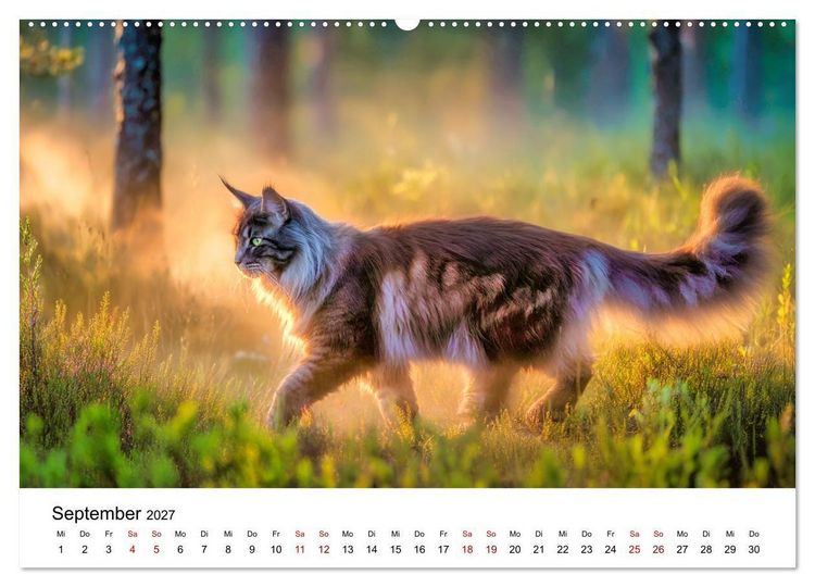 Produktbild: Eleganz in Pelz - ein Maine Coon - Kalender (Wandkalender 2027 DIN A2 quer), CALVENDO Monatskalender