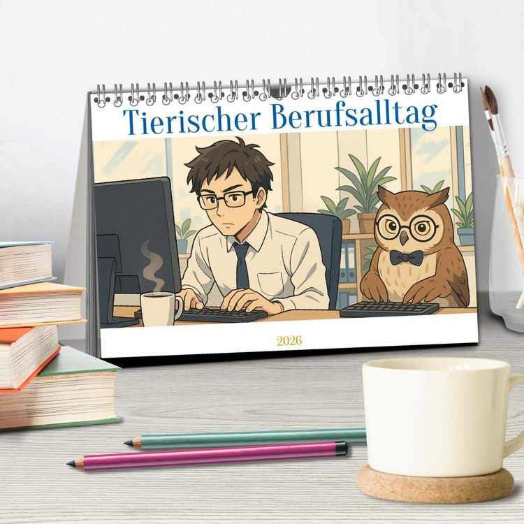 Produktbild: Tierischer Berufsalltag (Tischkalender 2026 DIN A5 quer), CALVENDO Monatskalender