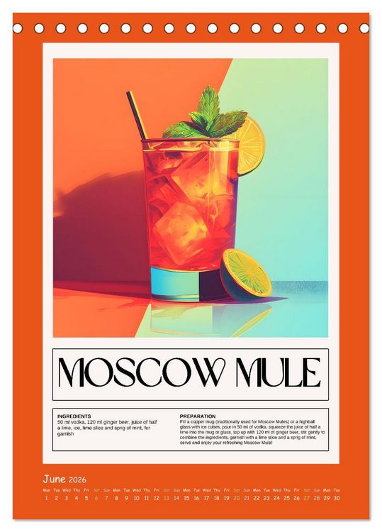 Produktbild: Classic Cocktails (Desk Calendar 2026 DIN A5 portrait), CALVENDO 12 Month DeskCalendar