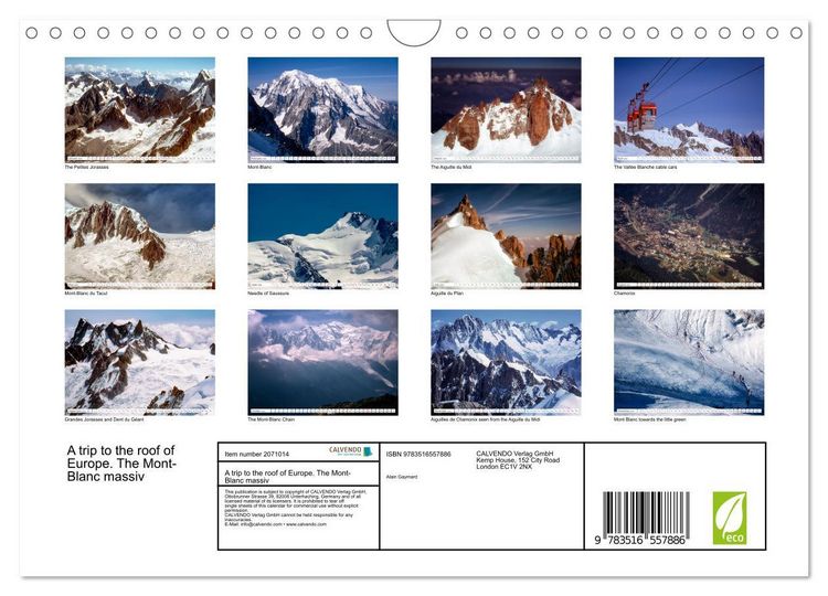 Produktbild: A trip to the roof of Europe. The Mont-Blanc massiv (Wall Calendar 2026 DIN A4 landscape), CALVENDO 12 Month Wall Calendar