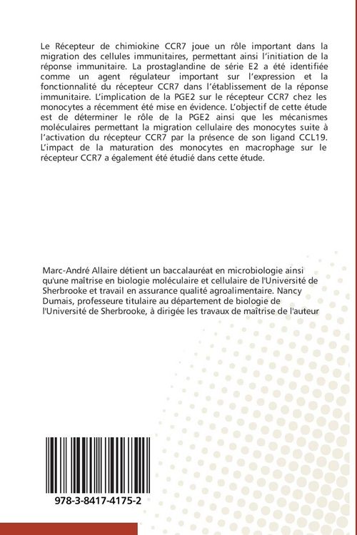 Produktbild: L'effet de la PGE2 sur le r&eacute;cepteur CCR7 des monocytes / macrophages