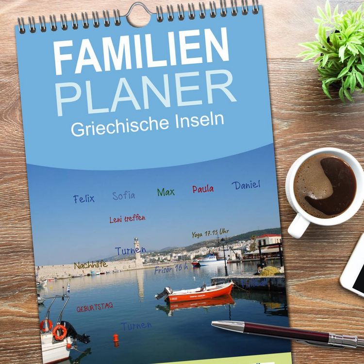 Produktbild: Familienplaner 2026 - Griechische Inseln mit 5 Spalten (Wandkalender, 21 x 45 cm) CALVENDO