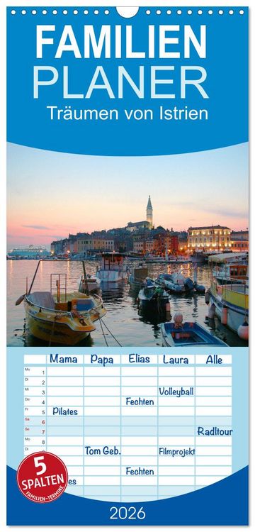 Produktbild: Familienplaner 2026 - Tr&auml;umen von Istrien mit 5 Spalten (Wandkalender, 21 x 45 cm) CALVENDO