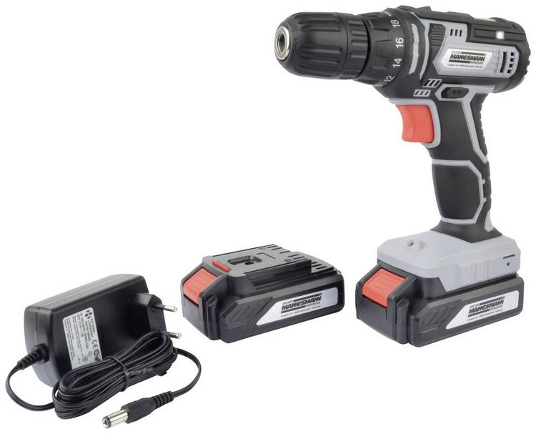 Produktbild: Br&uuml;der Mannesmann M17690 Akku-Bohrschrauber 20 V 1.5 Ah Li-Ion inkl. 2. Akku, inkl. Ladeger&auml;t, inkl. Koffer