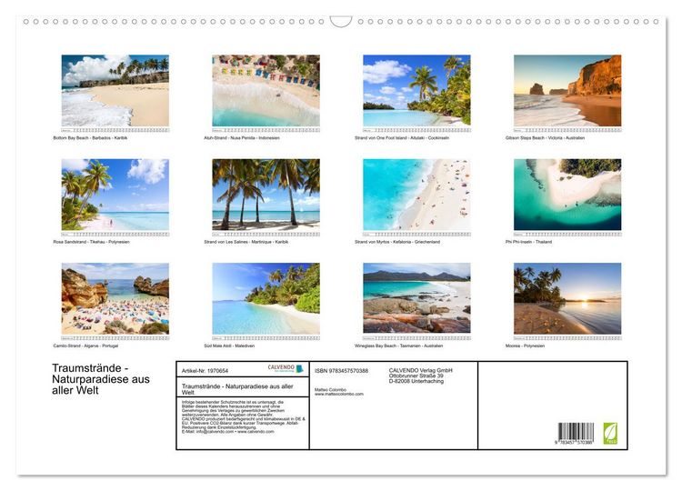 Produktbild: Traumstr&auml;nde - Naturparadiese aus aller Welt (Wandkalender 2026 DIN A2 quer), CALVENDO Monatskalender