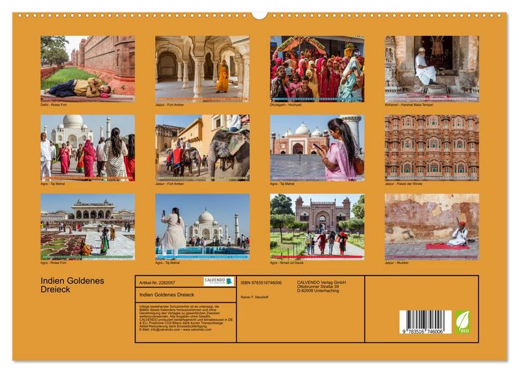 Produktbild: Indien Goldenes Dreieck (hochwertiger Premium Wandkalender 2026 DIN A2 quer), Kunstdruck in Hochglanz