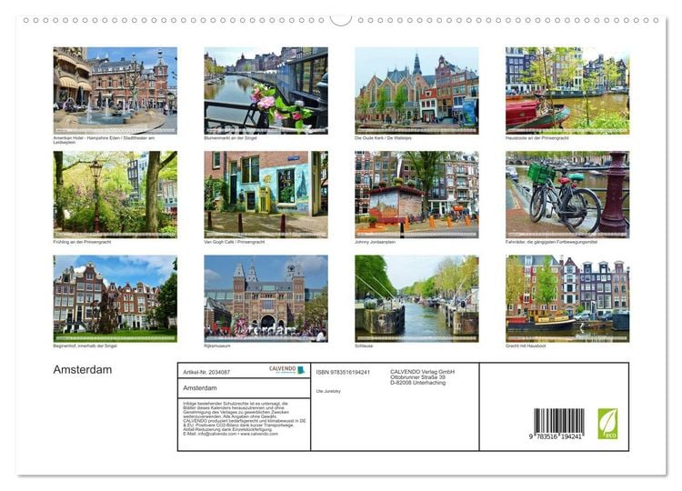 Produktbild: Amsterdam (hochwertiger Premium Wandkalender 2026 DIN A2 quer), Kunstdruck in Hochglanz