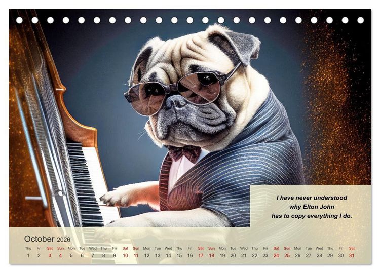 Produktbild: Great fun for pug lovers (Desk Calendar 2026 DIN A5 landscape), CALVENDO 12 Month DeskCalendar