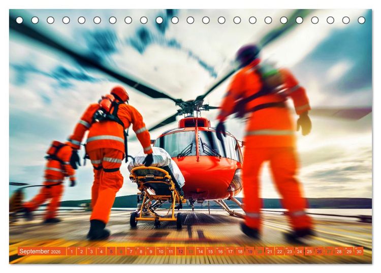Produktbild: Im Bann der Rettung - Rettungshubschrauber (Tischkalender 2026 DIN A5 quer), CALVENDO Monatskalender