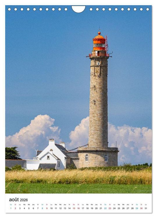 Produktbild: Phares Bretons Gardiens de la c&ocirc;te bretonne (Calendrier mural 2026 DIN A4 horizontal), CALVENDO calendrier mensuel