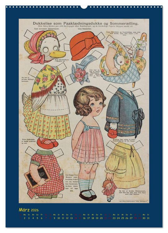 Produktbild: Dukke Lise Kalender - Anziehpuppen aus Papier (hochwertiger Premium Wandkalender 2026 DIN A2 hoch), Kunstdruck in Hochglanz