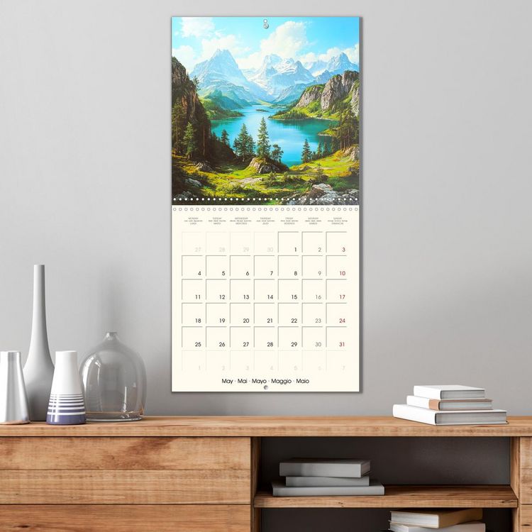 Produktbild: Majestic mountain retreats. Alpine landscape paintings (Wall Calendar 2026 12 &times; 12 Inch) CALVENDO 12 Month Wall Calendar