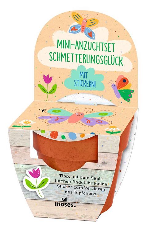 Produktbild: Mini-Anzuchtset mit Stickern Fr&uuml;hlingswiese