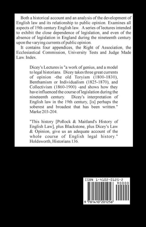 Produktbild: Lectures on the Relation Between Law and Public Opinion in England During the Nineteenth Century