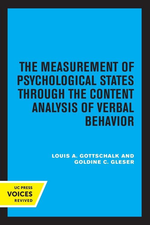 Produktbild: The Measurement of Psychological States Through the Content Analysis of Verbal Behavior