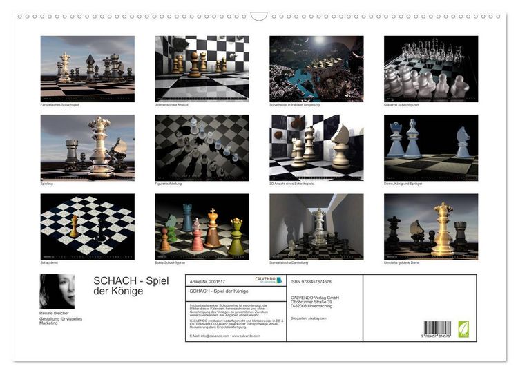 Produktbild: SCHACH - Spiel der K&ouml;nige (Wandkalender 2026 DIN A2 quer), CALVENDO Monatskalender