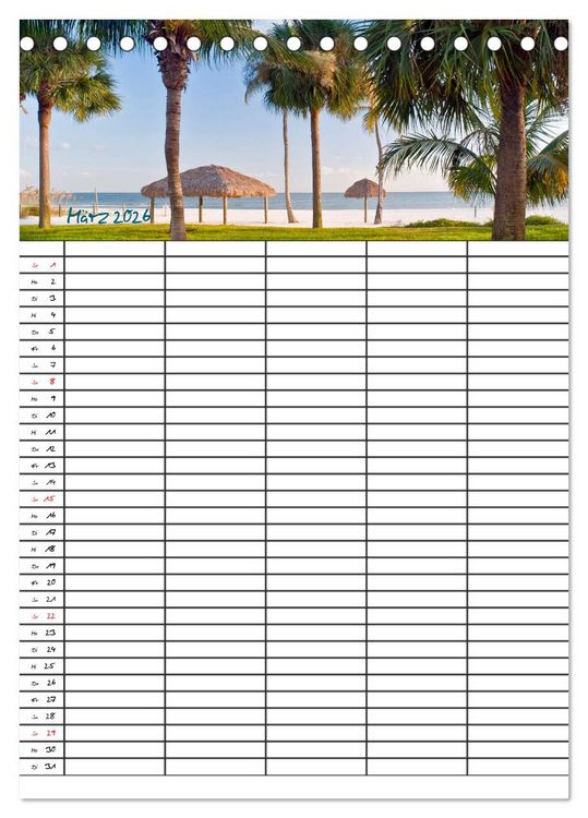 Produktbild: Idyllisches Florida / Familienplaner (Tischkalender 2026 DIN A5 hoch), CALVENDO Monatskalender
