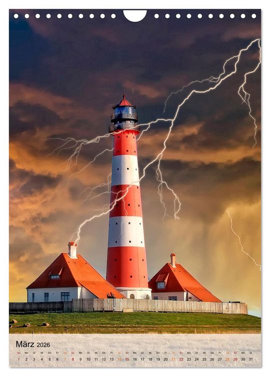 Produktbild: Leuchtt&uuml;rme im Gewitter (Wandkalender 2026 DIN A4 hoch), CALVENDO Monatskalender