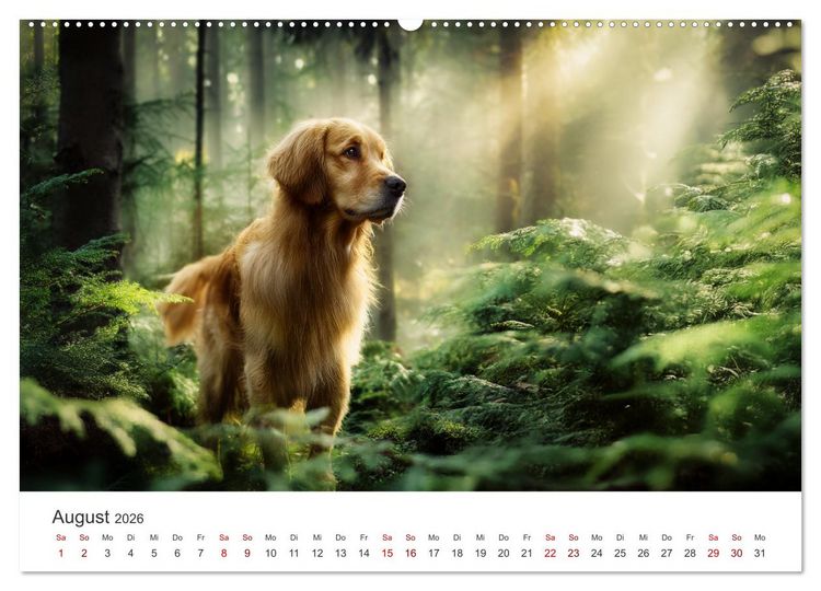 Produktbild: Herz aus Gold - Retriever zum Verlieben (hochwertiger Premium Wandkalender 2026 DIN A2 quer), Kunstdruck in Hochglanz
