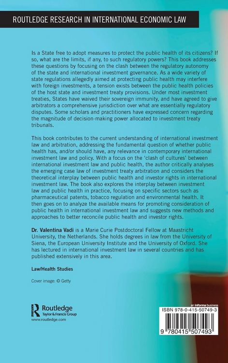 Produktbild: Public Health in International Investment Law and Arbitration