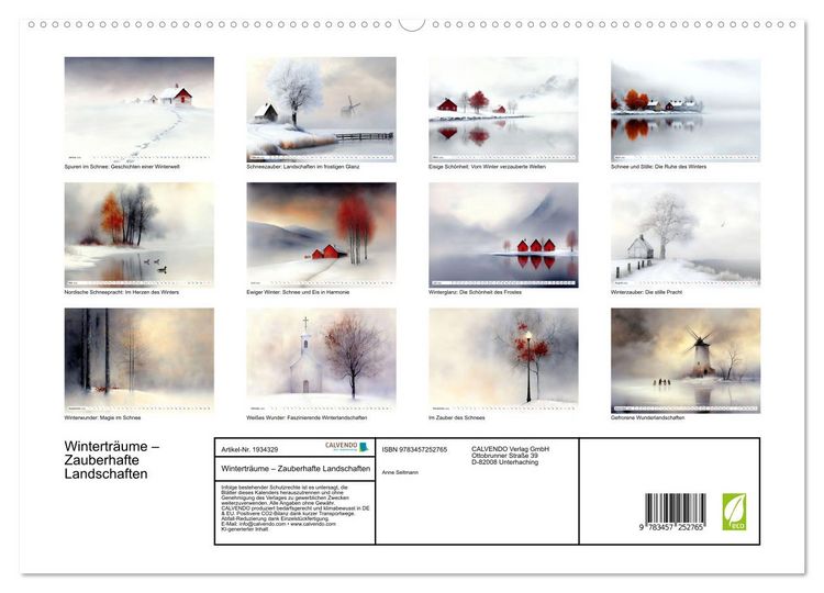 Produktbild: Wintertr&auml;ume &ndash; Zauberhafte Landschaften (hochwertiger Premium Wandkalender 2026 DIN A2 quer), Kunstdruck in Hochglanz