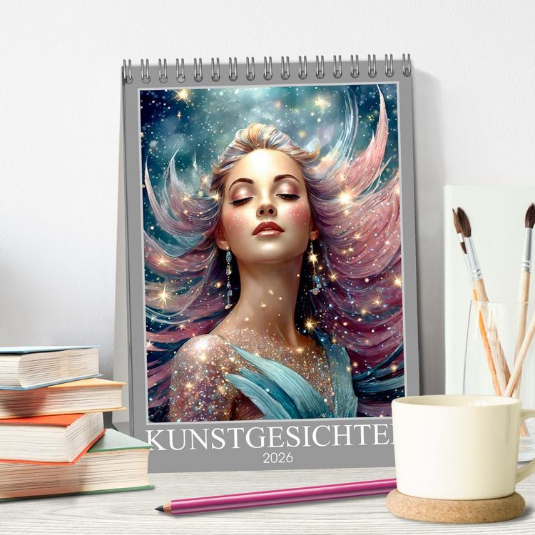 Produktbild: Kunstgesichter (Tischkalender 2026 DIN A5 hoch), CALVENDO Monatskalender