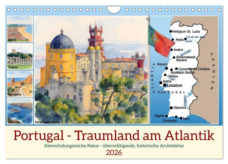 Produktbild: Portugal - Traumland am Atlantik (Wandkalender 2026 DIN A4 quer), CALVENDO Monatskalender