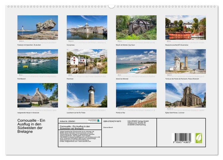 Produktbild: Cornouaille - Ein Ausflug in den S&uuml;dwesten der Bretagne (hochwertiger Premium Wandkalender 2026 DIN A2 quer), Kunstdruck in Hochglanz