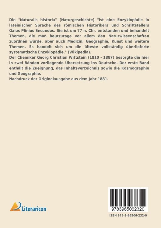 Produktbild: Die Naturgeschichte des Cajus Plinius Secundus
