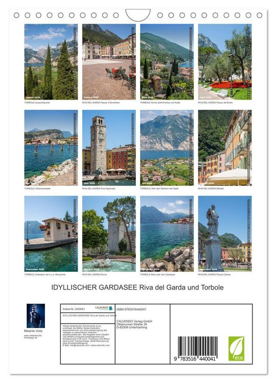 Produktbild: IDYLLISCHER GARDASEE Riva del Garda und Torbole (Wandkalender 2026 DIN A4 hoch), CALVENDO Monatskalender