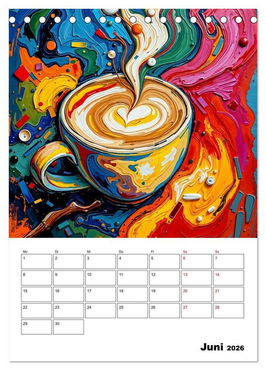 Produktbild: Kaffee trifft Kunst - Aromatische Pinselstriche (Tischkalender 2026 DIN A5 hoch), CALVENDO Monatskalender