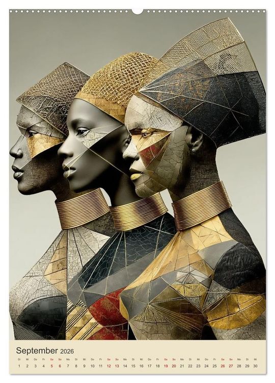 Produktbild: Afrikanische Anmut in Geometrie (Wandkalender 2026 DIN A2 hoch), CALVENDO Monatskalender