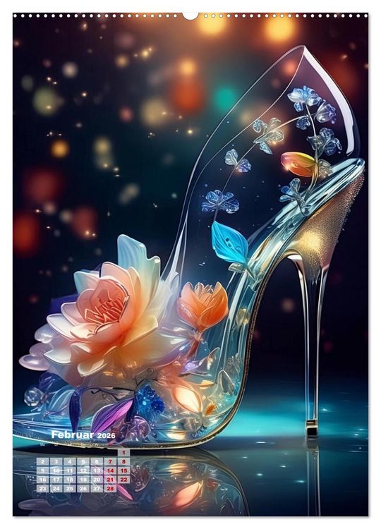 Produktbild: Gl&auml;serne Schuhe - M&auml;rchenhafte Pumps voller funkelnder Tr&auml;ume (hochwertiger Premium Wandkalender 2026 DIN A2 hoch), Kunstdruck in Hochglanz