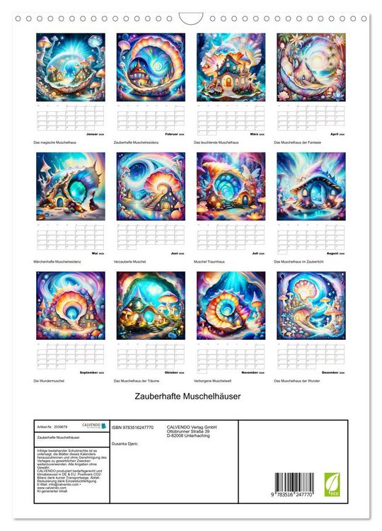 Produktbild: Zauberhafte Muschelh&auml;user (Wandkalender 2026 DIN A3 hoch), CALVENDO Monatskalender