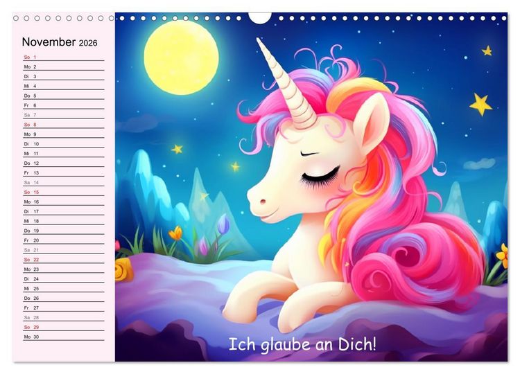 Produktbild: Unicorns! Lustige Einh&ouml;rner. Witzige Einhornspr&uuml;che und Weisheiten (Wandkalender 2026 DIN A3 quer), CALVENDO Monatskalender