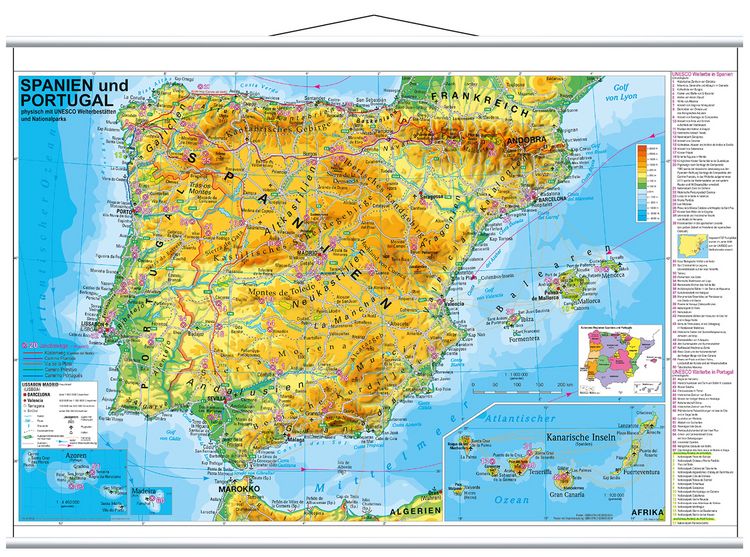 Produktbild: Spanien und Portugal physisch. Wandkarte