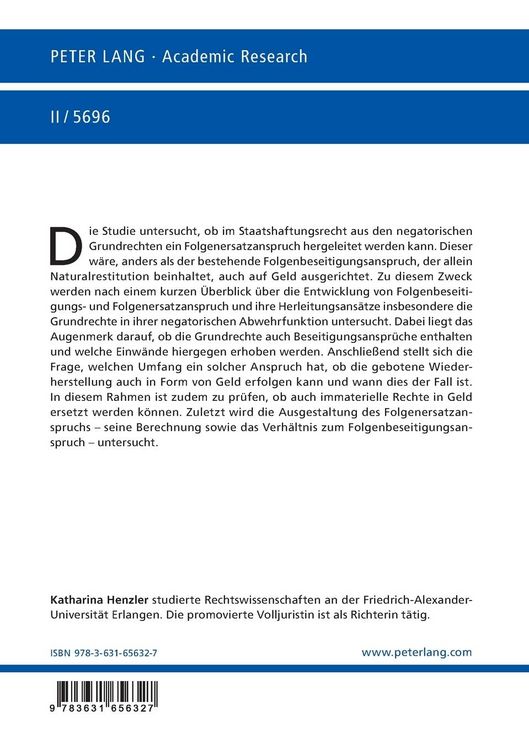 Produktbild: Folgenbeseitigung und Folgenersatz als negatorische Leistungsanspr&uuml;che