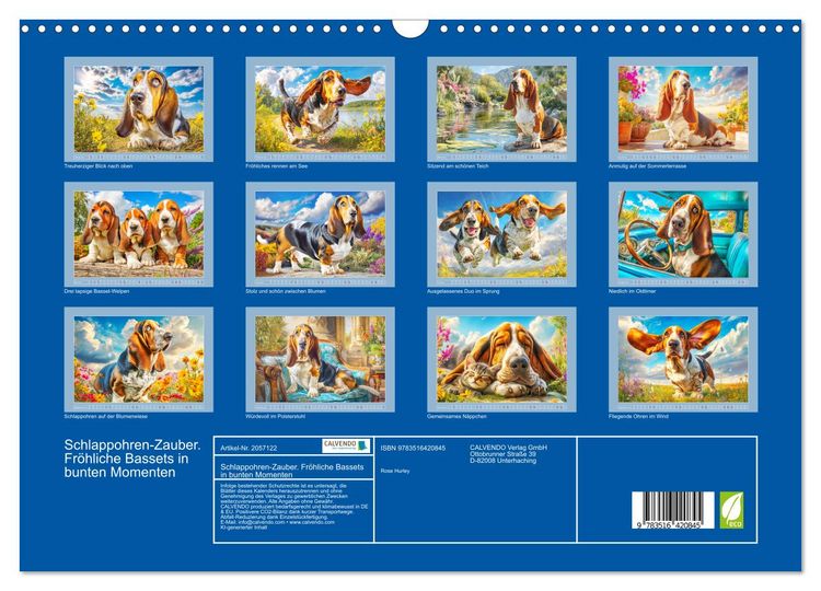 Produktbild: Schlappohren-Zauber. Fr&ouml;hliche Bassets in bunten Momenten (Wandkalender 2026 DIN A3 quer), CALVENDO Monatskalender