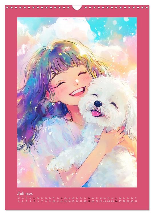 Produktbild: Zauberhafte Momente. Rosa Tr&auml;ume im Manga-Stil (Wandkalender 2026 DIN A3 hoch), CALVENDO Monatskalender