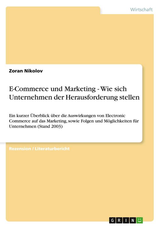 Produktbild: E-Commerce und Marketing - Wie sich Unternehmen der Herausforderung stellen