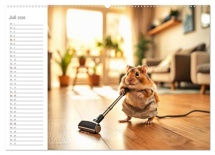 Produktbild: Hamsti Haushalt - Ordnung mit Pfiff und Flausch (hochwertiger Premium Wandkalender 2026 DIN A2 quer), Kunstdruck in Hochglanz