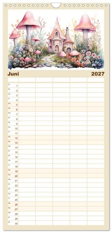 Produktbild: Familienplaner 2027 - M&auml;rchenhafte Feenh&auml;uschen mit 5 Spalten (Wandkalender, 21 x 45 cm) CALVENDO