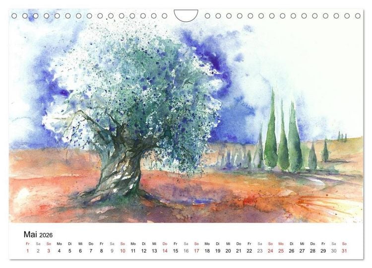Produktbild: Toskana Aquarelle (Wandkalender 2026 DIN A4 quer), CALVENDO Monatskalender