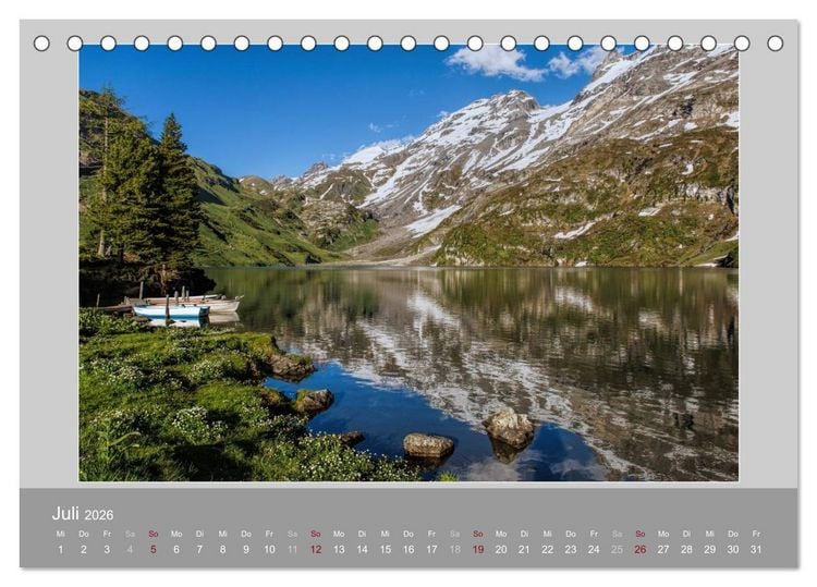 Produktbild: Schweiz - Impressionen der idyllischen Bergwelt im Laufe der Jahreszeiten (Tischkalender 2026 DIN A5 quer), CALVENDO Monatskalender