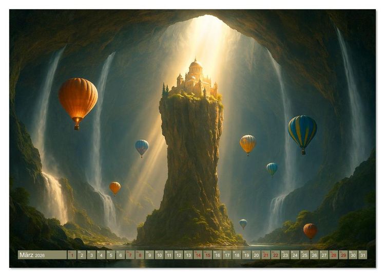 Produktbild: Ballonfahrt durch surreale Welten (Tischkalender 2026 DIN A5 quer), CALVENDO Monatskalender