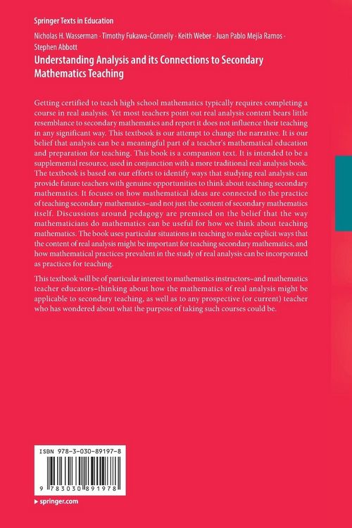 Produktbild: Understanding Analysis and its Connections to Secondary Mathematics Teaching