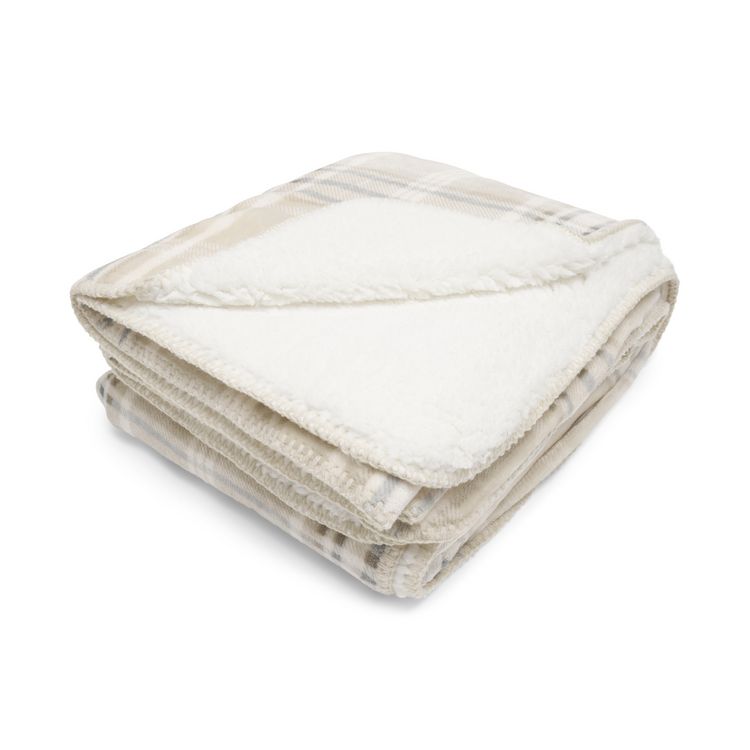 Produktbild: Karierte Decke Beige 130x 170 cm
